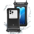Spigen A611P Universal Waterproof Floating Case - IPX8/30m, 2-Pack - Matte Black