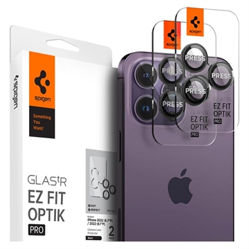 Spigen Glas.tR Ez Fit Optik Pro iPhone 14 Pro/14 Pro Max/15 Pro/15 Pro Max Chránič Objektivu Fotoaparátu - Čern
