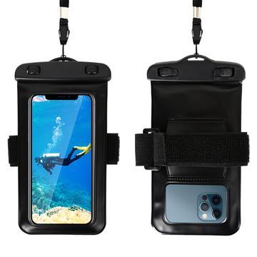 Sports Waterproof Case w. Armband and Strap - 6.5" - Black