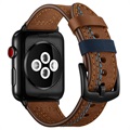 Apple Watch Series 9/8/SE (2022)/7/SE/6/7/SE/6/5/4/3/2/1 prošívaný kožený popruh - 41 mm/40 mm/38 mm - hnědý