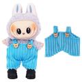 Striped Bear Bib Overalls for Labubu Mini Figure 17cm - Blue