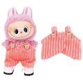 Striped Bear Bib Overalls for Labubu Mini Figure 17cm - Pink