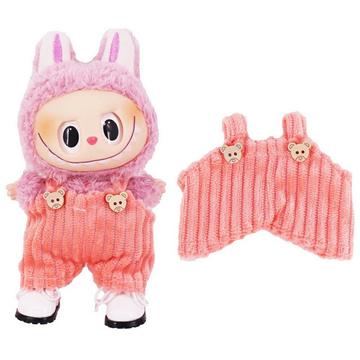 Striped Bear Bib Overalls for Labubu Mini Figure 17cm