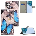 Samsung Galaxy A34 5G Style Series Pouzdro na Peněženku - Modrý Motýl