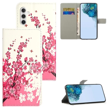 Samsung Galaxy A34 5G Style Series Pouzdro na Peněženku - Růžové Květy