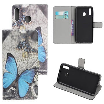 Styl Series Samsung Galaxy A20E Peněženka - Blue Butterfly