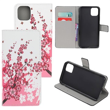 Styl Series iPhone 11 peněženka - růžové květy