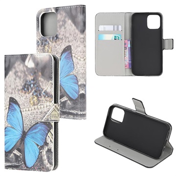 Styl Series iPhone 13 Mini peněženka - Blue Butterfly