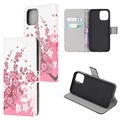 Styl Series iPhone 13 Mini peněženka - růžové květy