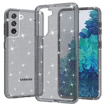 Stylové hybridní pouzdro řady Glitter pro Samsung Galaxy S21 5G – šedé