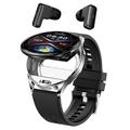 T97 2-in-1 Smart Watch with Built-In TWS Earphones - Silver