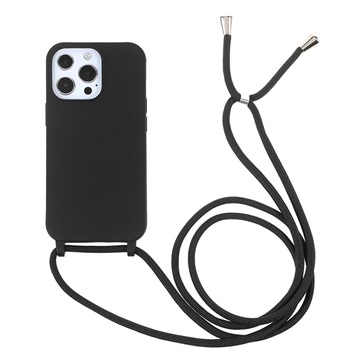 IPhone 13 Pro TPU pouzdro s Lanyard - černá