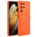 Samsung Galaxy S23 Ultra 5G TPU pouzdro s držákem karty – Oranžový