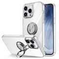 iPhone 14 Pro TPU Pouzdro s Držákem Prstenu - Průhledný