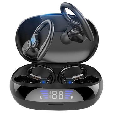 Sportovní sluchátka TWS s LED displejem VV2 (Otevřený box vyhovující) - černá