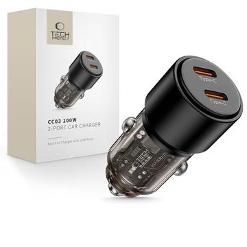 Tech-Protect CC03 100W Dual USB-C Car Charger - Black