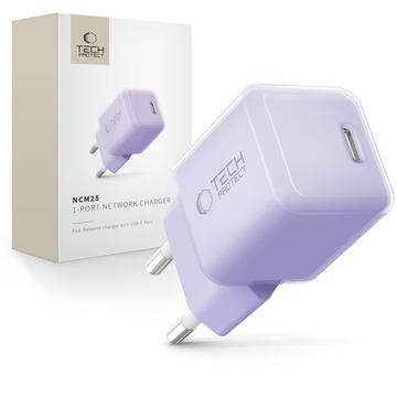 Tech-Protect NCM25 25W USB-C Charger - Power Delivery - Baby Purple