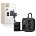 Tech-Protect PCS3X4 Power Strip - 3 AC Outlets, 2 USB-A & 2 USB-C Ports, 2m Cable - Black