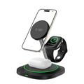 Tech-Protect QI15W-A46 3-in-1 MagSafe Wireless Charger with Atmospheric Backlight - Black