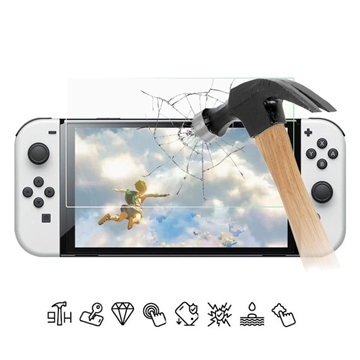 Nintendo Switch OLED Ochranství obrazovky Tempered Glass - Case Friendly - čistý