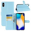 IPhone XS Max Textured peněženka se stojanem - světle modrá