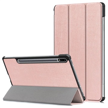 Tri -Fold Series Samsung Galaxy Tab S7 Fe Smart Folio Case - Rose Gold