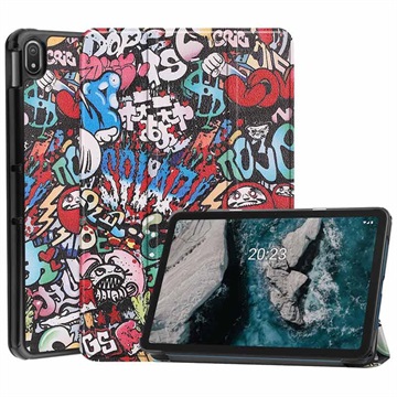 Tri -Fold Series Nokia T20 Smart Folio Case - graffiti