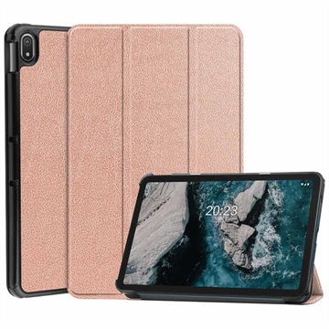Tri -Fold Series Nokia T20 Smart Folio Case - Rose Gold