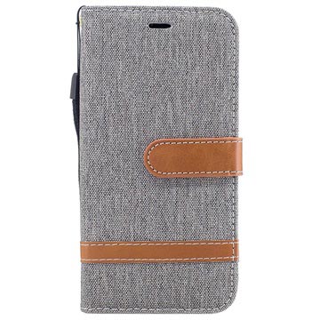 IPhone X / iPhone XS Dvoubarevné džínové peněženky - šedá