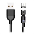 USB2.0 / microUSB Rotatovatelný magnetický nabíjecí kabel 2M - Černý