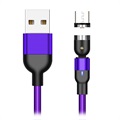 USB2.0 / microUSB Rotatovatelný magnetický nabíjecí kabel 2M - fialový