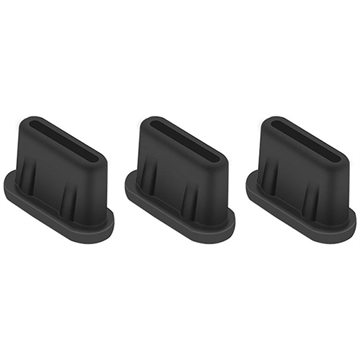 UltraFlex USB-C Anti-Dust Plug for Drones, Smartphones, Tablets - 3 Pcs. - Black