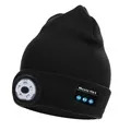Unisex pletený klobouk Bluetooth Beanie s LED světlem - černá