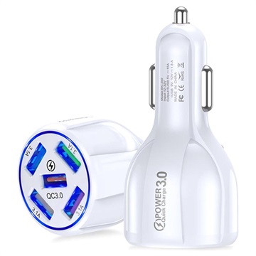 Universal 5XUSB Fast Aut Charger - QC3.0 - bílá