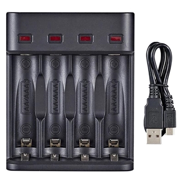 Univerzální chytrá USB nabíječka baterií BH-804U - 4x AA/AAA