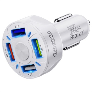 QC3.0 Fast Car Charger BK-358 - 4 x USB - bílá