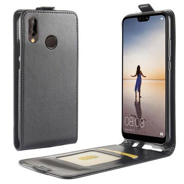 Huawei P20 Lite Vertical Flip pouzdro se slotem karty - černá