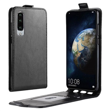 Huawei P30 Vertical Flip pouzdro se slotem karty - černá