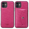 Vili t iphone 12 mini pouzdro s magnetickou peněženku - horká růžová