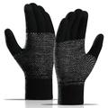 WM 1 pár Unisex pletené teplé rukavice dotykové obrazovky elastické palčáky pletené podšívkové rukavice - černé