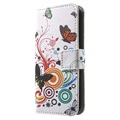 IPhone 5 / 5s / SE peněženka - motýli / kruhy