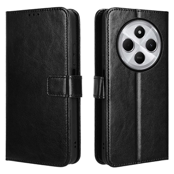 Xiaomi Redmi 14C/14R/Poco C75 Wallet Case with Magnetic Closure - Black