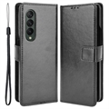 Samsung Galaxy Z Fold4 Pouzdro na Peněženku s Kapsou na Kartu - Černá