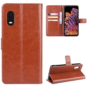 Samsung Galaxy Xcover Pro Wallet Case with Magnetic Closure - Brown