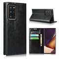 Samsung Galaxy Note20 Ultra Peněženka kožená pouzdro s Kick Stand - černá