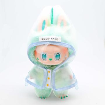 Waterproof Hooded Raincoat for Labubu Doll 17cm - Blue