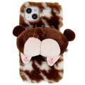 3D Plush Chlupatá zima iPhone 14 Plus TPU Pouzdro - Hnědý Corgi