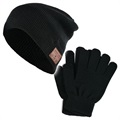 Zimní sada - rukavice dotykové obrazovky a klobouk Bluetooth - černá