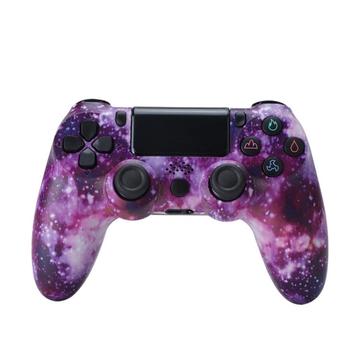 Bezdrátový herní ovladač Gamepad pro PS4 Game Joystick s reproduktorem a stereofonním konektorem pro sluchátka - Fialová hvězdná obloha