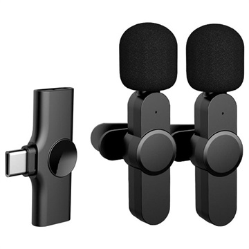 Wireless Lavalier / Clip -on mikrofon pro smartphone - USB -C - černá